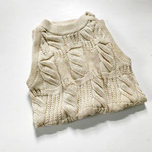 Isaac Mizrahi Textured Cream Sleeveless Sweater w/ Button Shoulder Closure